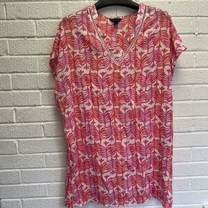 Tahari Pink and White Swim Coverup